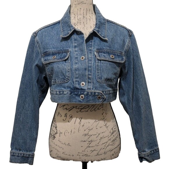Levi Strauss Denim Cropped Jacket Small  Silver Tab  Western  Cow Girl  Rodeo - Picture 1 of 13